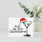 AA is voor Quitters KerstMartini Feestdagenkaart (Staand voorkant)