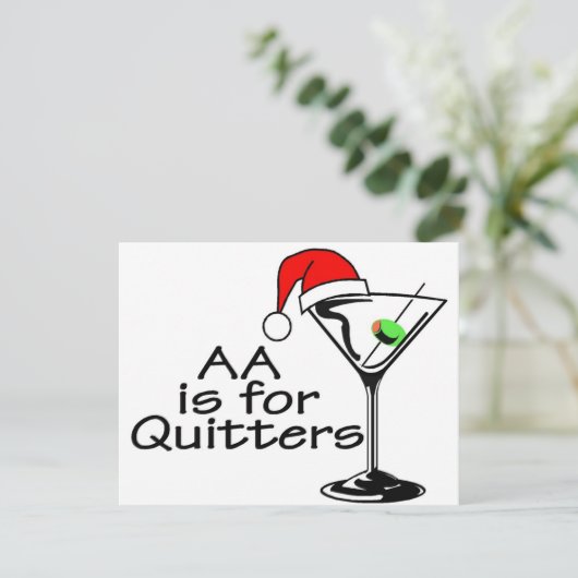 AA is voor Quitters KerstMartini Feestdagenkaart (Staand voorkant)