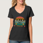 AA NA Celebrate Sobriety Since February2019 Sober  T-shirt (Voorkant)