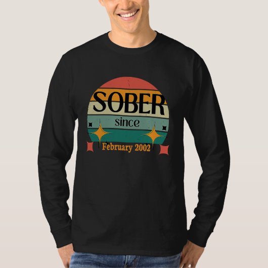 AA NA Celebrate Sobriety Since February 2002 Sober T-shirt (Voorkant)