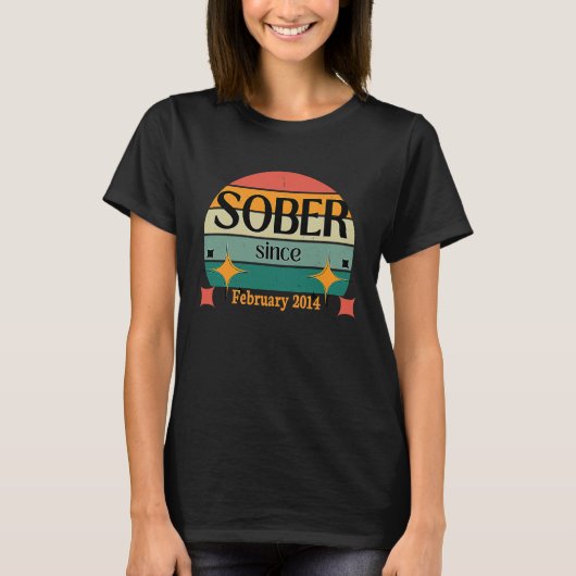 AA NA Celebrate Sobriety Since February 2014 Sober T-shirt (Voorkant)
