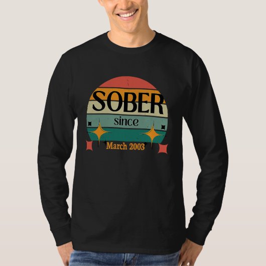 AA NA Celebrate Sobriety Since March2003 Sober Sol T-shirt (Voorkant)