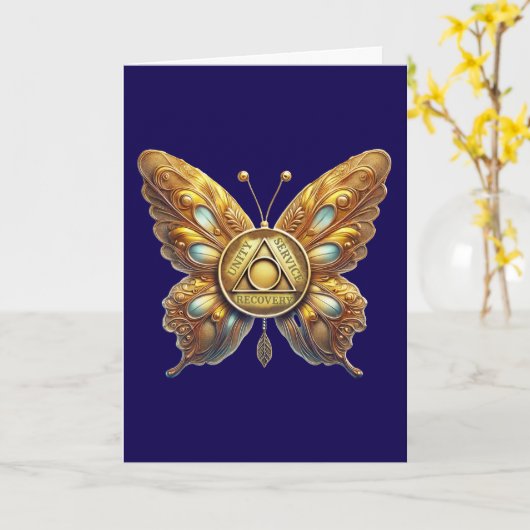 AA Symbool Munt Vlinder Jubileum Kaart (Gele Bloem)