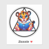 AA Symbool Tijgerwelp Leest Groot Boek Herstel Sticker (Vel)