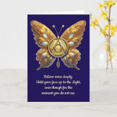 AA Symbool Vlinder en Gebed Jubileum Kaart (Gele Bloem)