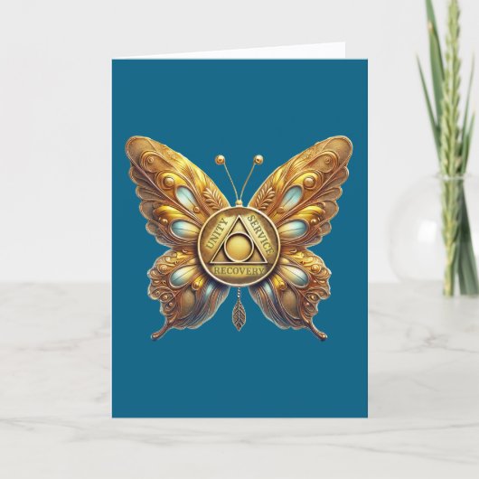 AA Symbool Vlinder Munt met Gebedskaart Kaart (Voorkant)