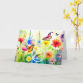 AA Symbool Vlinders en Bloemen Herstel Kaart (Gele Bloem)