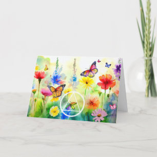 AA Symbool Vlinders en Bloemen Herstel Kaart