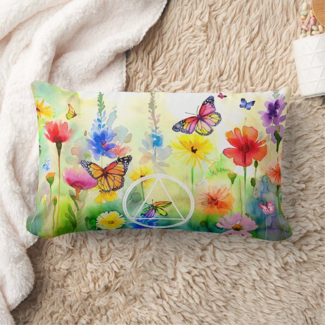 AA Symbool Vlinders en Bloemen Herstel Kussen (Deken)