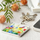 AA Symbool Vlinders en Bloemen Herstel Sleutelhanger (Zijkant)