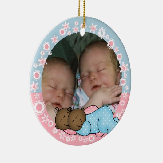 AA Twin Boy and Girl 1-kerstversiering Keramisch Ornament (Rechts)