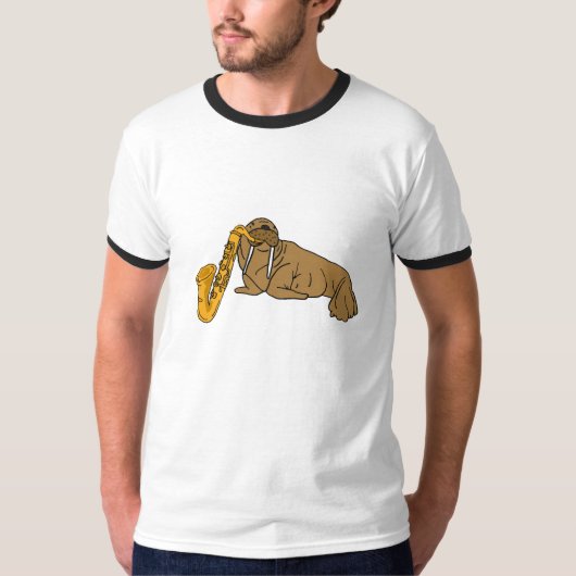 AA- Walrus die het Saxophone T-shirt speelt (Voorkant)