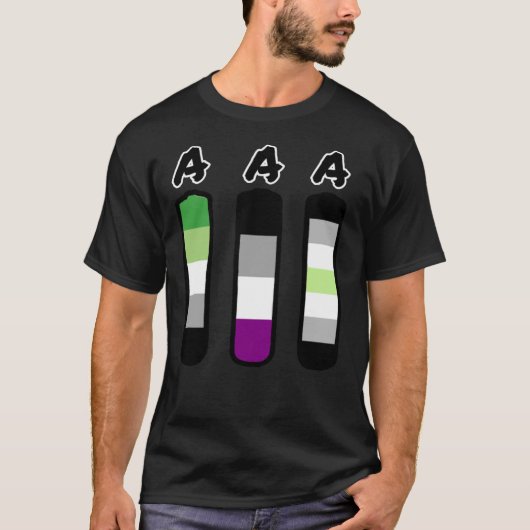 AAA aromantische asexual agender batterijen Klassi T-shirt (Voorkant)