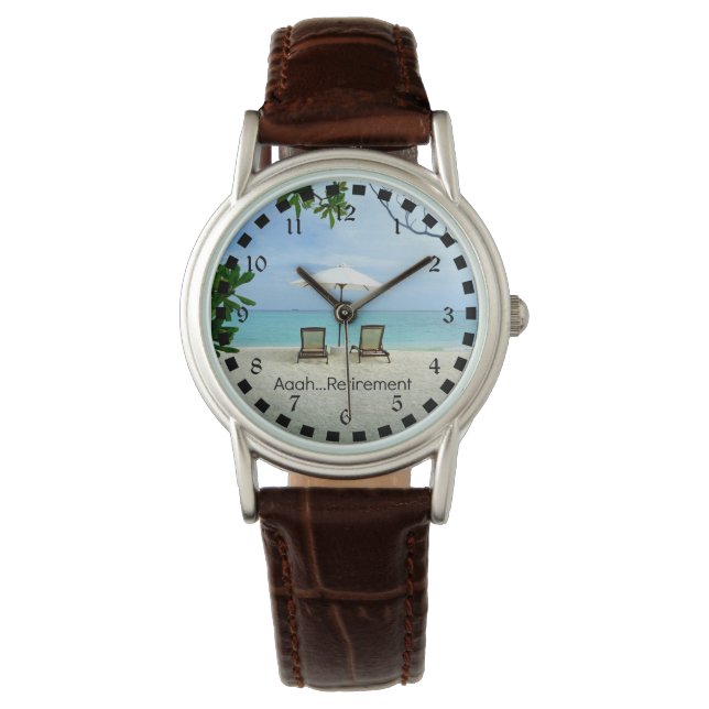 Aaah...Pensioen, een dag op het strand Horloge (Voorkant)