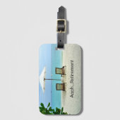 Aaah...Pensioen, ontspannen op het strand Bagagelabel (Voorkant (verticaal))