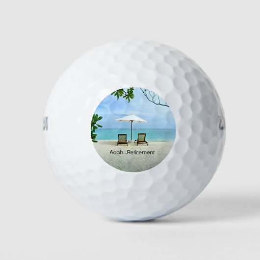 Aaah...pensioen, ontspannen op het strand golfballen (Voorkant)