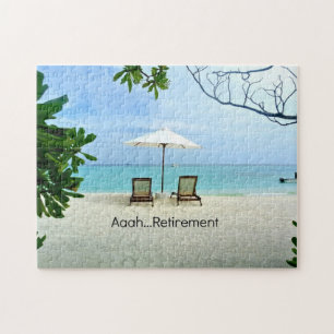 Aaah...pensioen, ontspannen op het strand legpuzzel