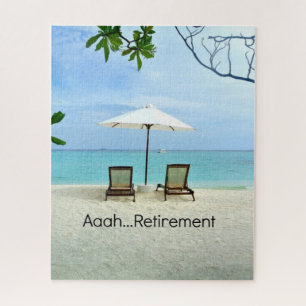 Aaah...pensioen, ontspannen op het strand legpuzzel