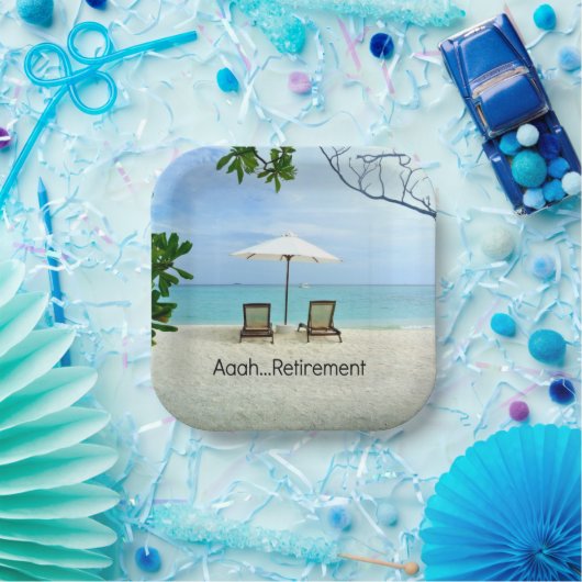 Aaah... pensioen, populair ontwerp, papieren bordje (Feest)