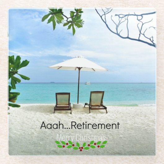 Aaah...pensioen. Prettig kerstfeest, Glazen Onderzetter (Voorkant)