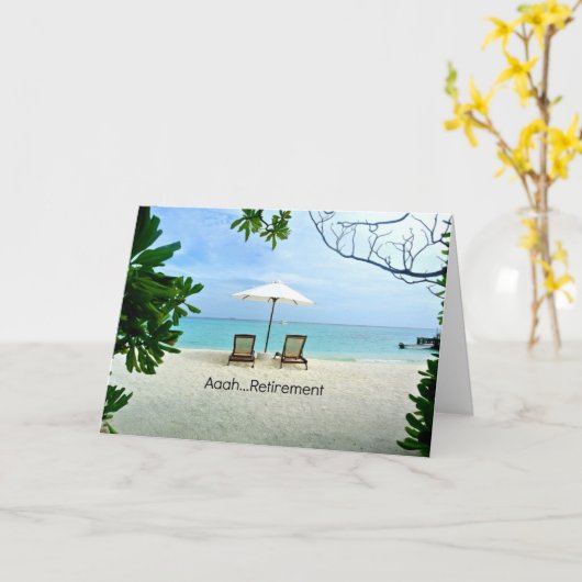 Aaah pensionering, ontspannen op het strand, kaart (Gele Bloem)