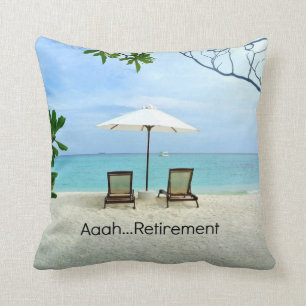 Aaah...pensionering, ontspannen strandscène kussen