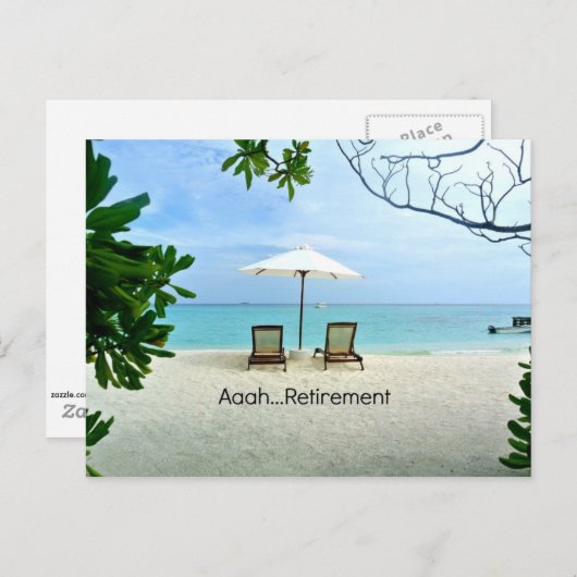 Aaah...pensionering , ontspanning op het strand briefkaart (Voorkant / Achterkant)