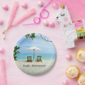 Aaah...pensionering, ontspanning van de strandscèn papieren bordje (Feest)