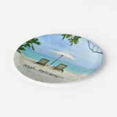 Aaah...pensionering, ontspanning van de strandscèn papieren bordje (Gekanteld)