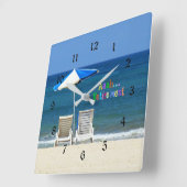 Aaah...pensionering, plezier op het strand vierkante klok (Hoek)