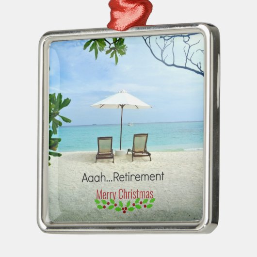 Aaah...retirement, relaxing beach scene, metalen ornament (Links)