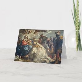 Aaanbidding der Wijzen Kerstmis Heilige Familie Feestdagen Kaart