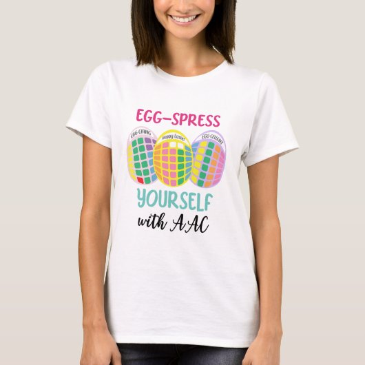 AAC shirt 'EGG-spress jezelf' Paasei ontwerp (Voorkant)