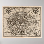  Aachen Germany Map (1577)  stad van Poster (Voorkant)
