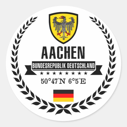 Aachen Ronde Sticker (Voorkant)