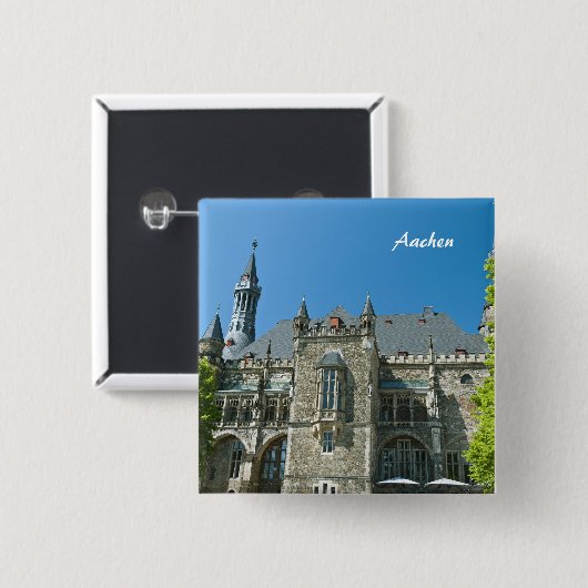 Aachen Speld Vierkante Button 5,1 Cm (Voorkant /achterkant)