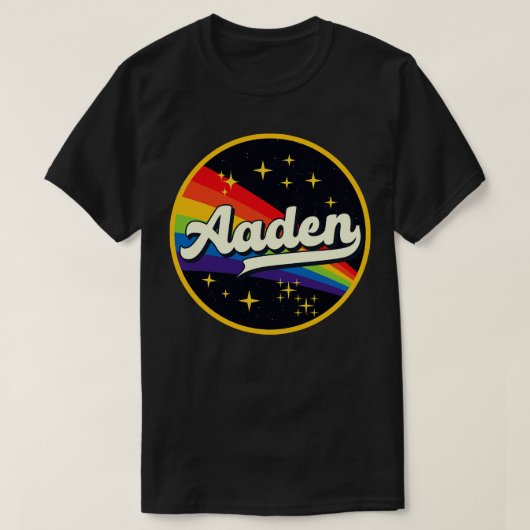 Aaden regenboog in ruimte  stijl t-shirt (Design voorkant)