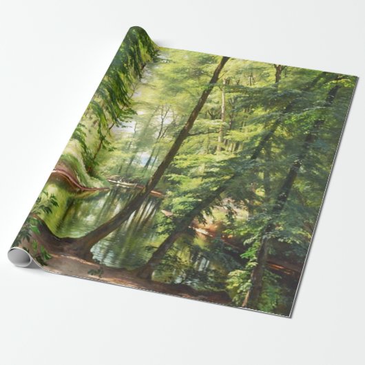 Aagaard Forest Stream Landscape Painting Cadeaupapier (Uitgerold)