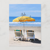Aah...pensioen, een dag aan het strand briefkaart (Voorkant)