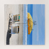 Aah pensionering, deckstoelen op het strand legpuzzel (Horizontaal)