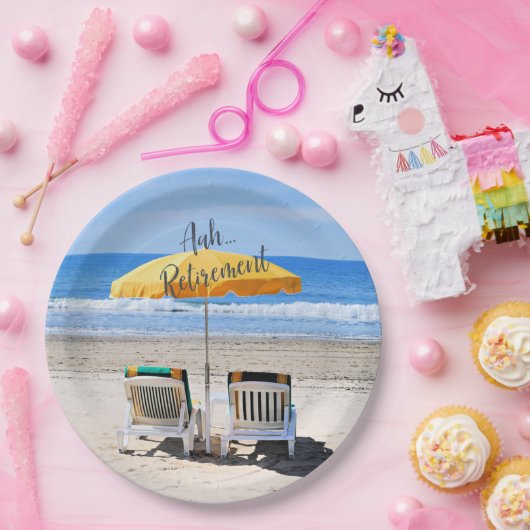 Aah...Retirement, een dag op het strand Papieren Bordje (Feest)