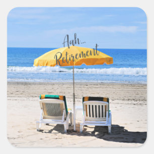Aah...Retirement, een dag op het strand, Vierkante Sticker