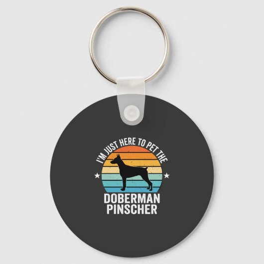 Aai de Dobermann Pinscher Retro Sleutelhanger (Voorkant)