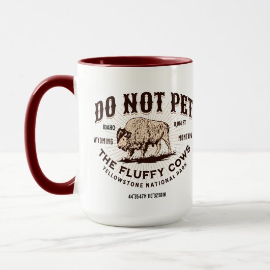 Aai de Fluffy Koeien Niet Yellowstone Bizon Grappi Mok (Links)