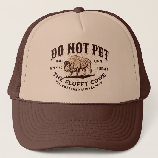Aai de Fluffy Koeien Niet Yellowstone NP Grappig Trucker Pet (Voorkant)