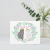 Aaiend stel katten Lief Je Briefkaart (Staand voorkant)