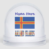 Aaland Islands Ålander Vlag Blauw Personalisatie Sneeuwbol (Voorkant)