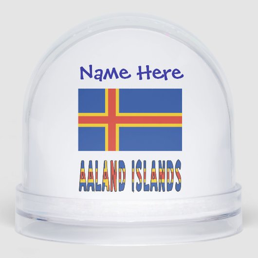 Aaland Islands Ålander Vlag Blauw Personalisatie Sneeuwbol (Voorkant)