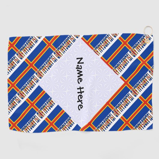 Aaland Islands and Ålander Flag Tiled Personalized Golfhanddoek (Horizontaal)