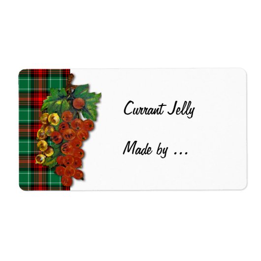 Aalbessen Rood Groen Plaid Vakantie Recept Labels (Voorkant)